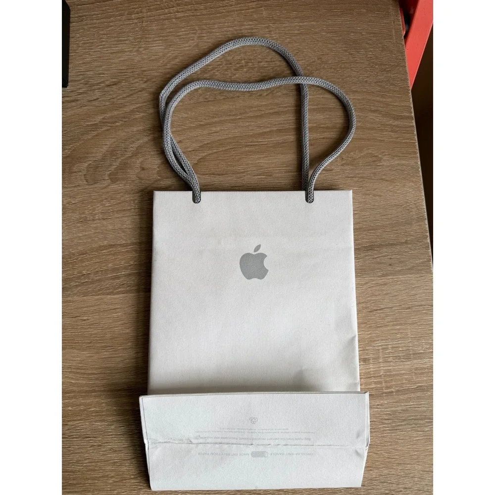 Apple Store‎ Apple Logo Shopping Paper Bag Genuine White Bag Empty Matte Classic